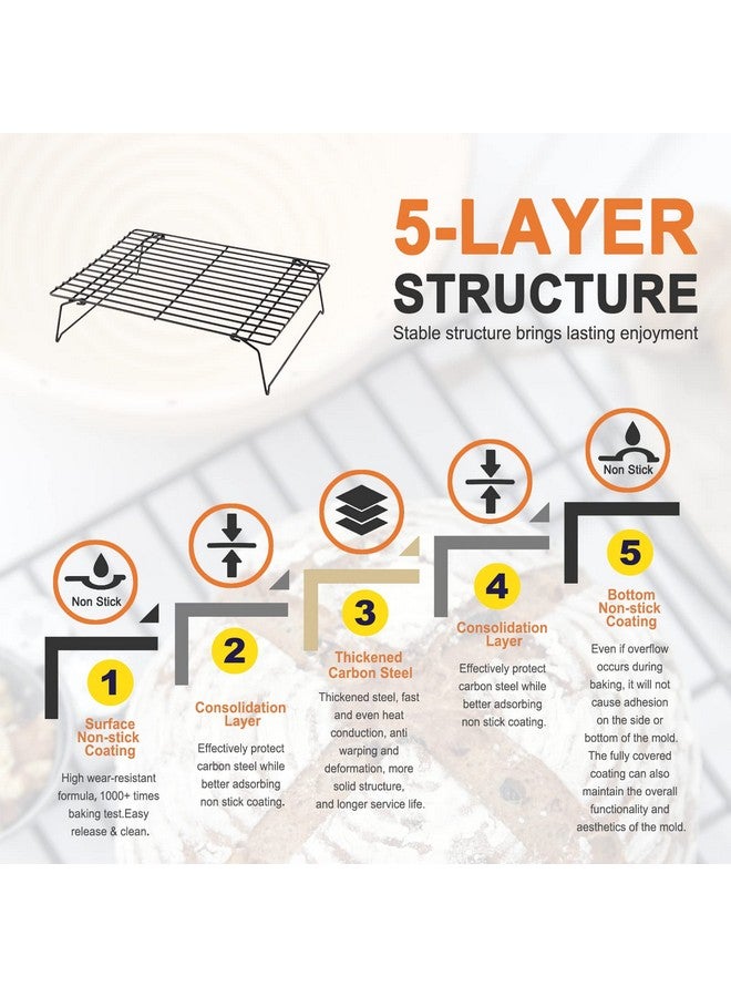 شيف ميد رف الخبز والتبريد 13.5 بوصة غير لاصق قابل للطي والتكديس، رف سلكي مستطيل الشكل للخبز في الفرن (أسود) - Image 4