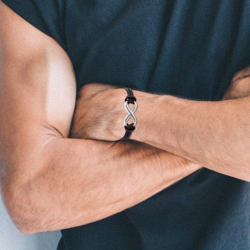 OIDEA Infinity Bracelet for Men Women: Adjustable Stainless Steel Infinity Symbol Leather Bracelet Birthday Mothers Day Friendship Jewelry Gift for Mens Womens - Image 5
