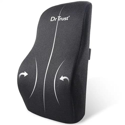 Dr Trust USA Backrest for Car Seat, Office Chair to Sit Up Right, Orthopaedic Memory Foam Cushion/Pillow Back Pain Relief, Lumbar Support, Spine Alignment, and Posture Correction - 360, Black - Image 1