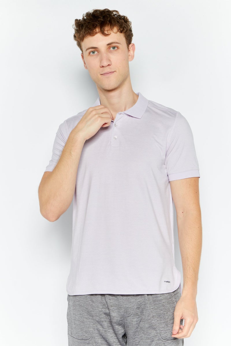 MOTION Men Sportswear Fit Short Sleeve Tennis Polo Shirt, Lavender - Image 1