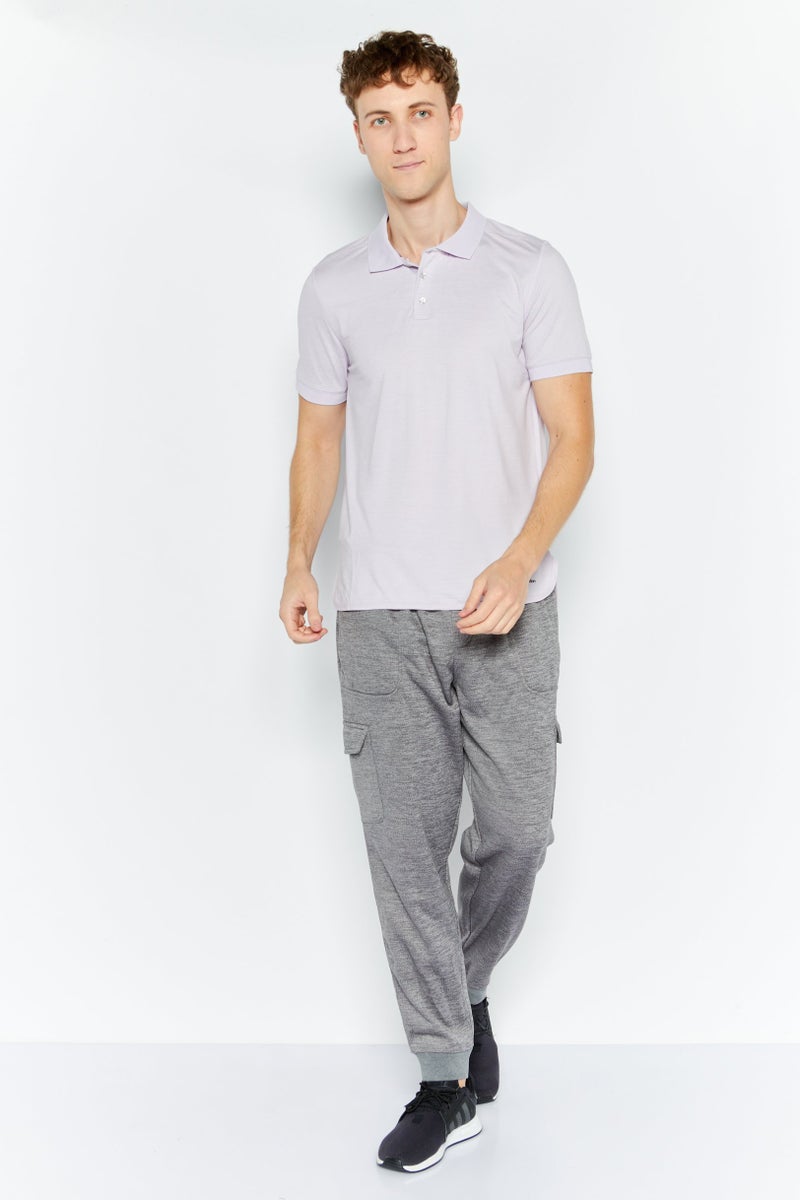 MOTION Men Sportswear Fit Short Sleeve Tennis Polo Shirt, Lavender - Image 2