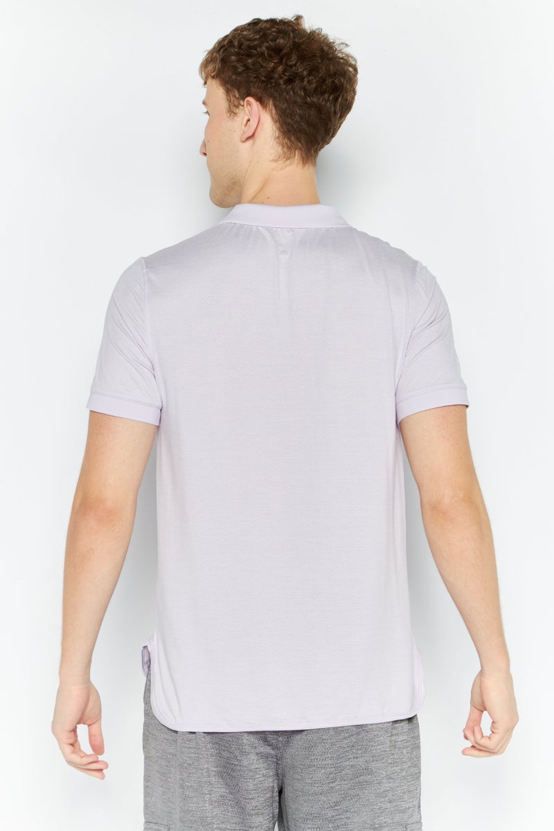MOTION Men Sportswear Fit Short Sleeve Tennis Polo Shirt, Lavender - Image 4