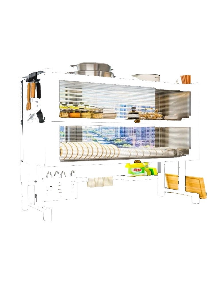 DubaiGallery 3 Layer Dish Drying Rack Over the Sink - 3 Tier Compact Kitchen Organizer and Storage Space Saver for Counter - Dish Drainer and Utensil Holder (Stainless Steel, Black Dish Rack) - Image 3