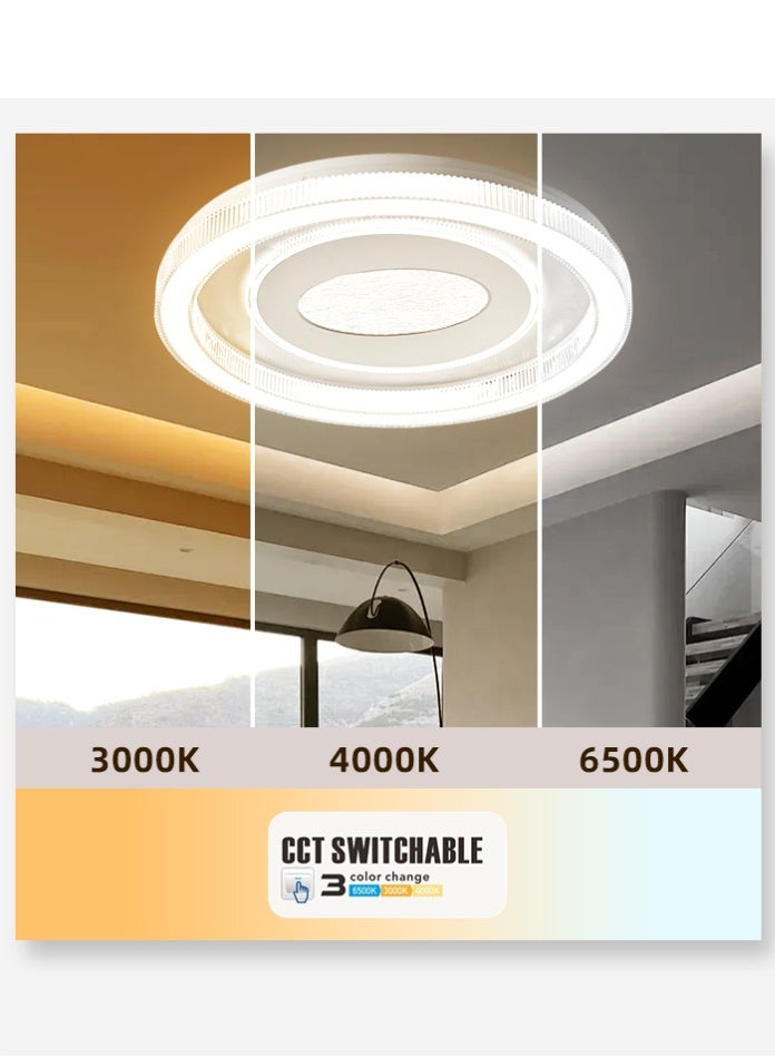 Vmax 100W LED Ceiling Light Round 3-Color (3000K/4000K/6500K), No Flicker, 8000Lm High Brightness – Iron + PMMA – Modern Flush Mount Lamp Φ495mm - Image 2