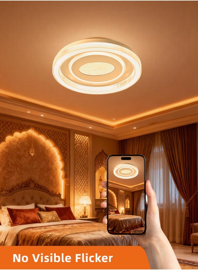 Vmax 100W LED Ceiling Light Round 3-Color (3000K/4000K/6500K), No Flicker, 8000Lm High Brightness – Iron + PMMA – Modern Flush Mount Lamp Φ495mm - Image 1