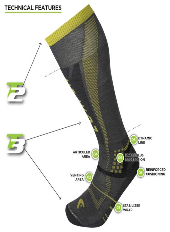 Lorpen T3 Men's Ski Superlight Eco Sock, Great for Winter Sports, Eco-Friendly & Sustainable, Tall and Cushioned, Grey, Size Medium - Image 2