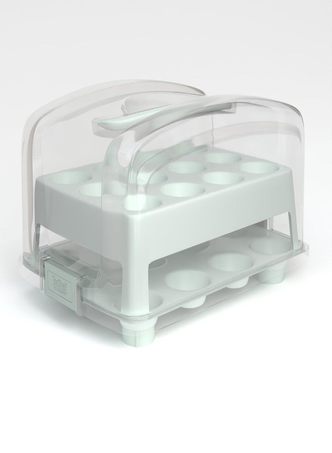 Top Shelf Elements MINI Cupcake Box. NOT For Standard Size Cupcakes. Fashionable Green Carrier Holds 24 MINI-Size Cupcakes, Cupcake Traveler, - Image 1