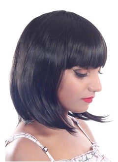Ritzkart Women Feel Real Hair Fiber Heat Resistance Synthetic Medium Bob Cut Wig Black  - Image 4