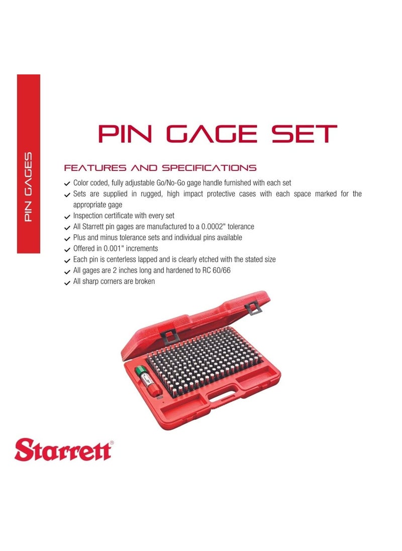 Starrett Starrett Precision Steel Pin Gage Set with Rugged High Impact Protective Case  Ideal for Carpenters and Home Improvement  251500 Range Plus Set Type 250 Number of Gages  S4004500  - Image 2