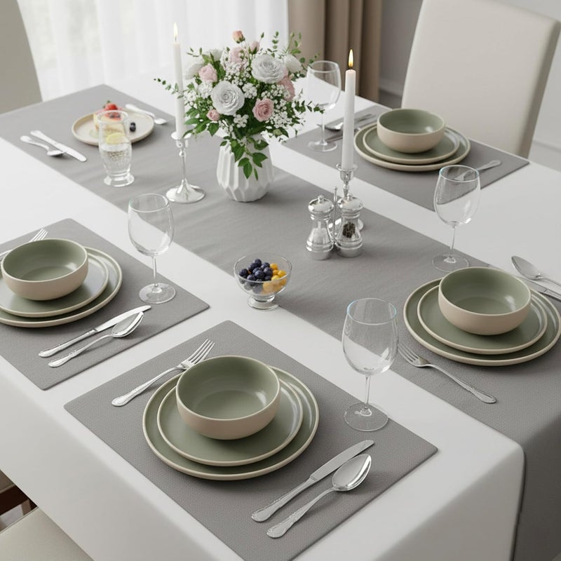 كويزين أرت طقم عشاء كويزين آرت مولي المكون من 12 قطعة من الخزف الحجري - خدمة كاملة لأربعة أشخاص مع أطباق عشاء وأطباق سلطة وأوعية - أواني خزفية عصرية في علبة هدايا للمنزل والمطبخ. - Image 5