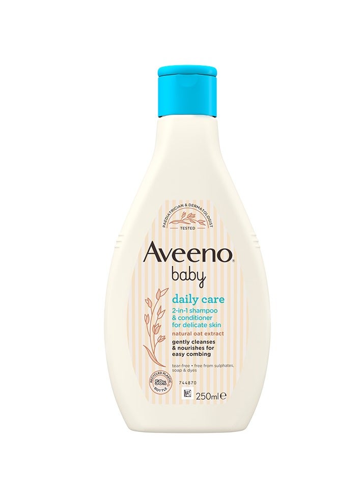 Aveeno Baby Daily Care 2 in 1 Shampoo and Conditioner for Delicate Skin Natural Oat Extract Gently Cleanses and Nourish for Easy Combing 250ml 