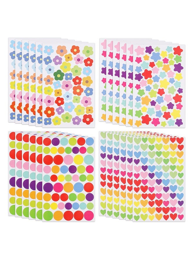 Peachjoy 1990pcs Reward Stickers, 24 Sheets Colorful Reward Stickers for Students Mini Flower, Star, Heart Dot Stickers for Kids Reward Self Adhesive Stickers for Teachers Classroom Reward Supplies - Image 1
