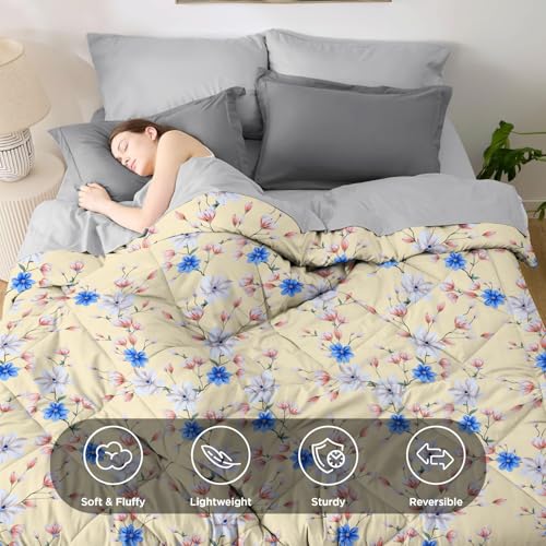 VAS COLLECTIONS 220 GSM Microfiber Reversible AC Comforter |Quit | Blanket | Duvets for Single Bed 180Tc (60x90 Inches, Tealish Blue and Orange Red) - Image 2