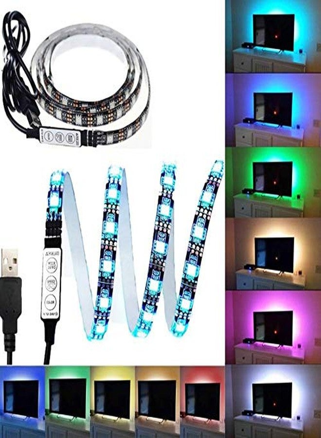 XERGY شريط إضاءة LED مرن متعدد الألوان من XERGY USB 5V 5050 RGB، إضاءة خلفية للتلفزيون مع وحدة تحكم صغيرة للتلفزيون والكمبيوتر المحمول (3 أمتار لأجهزة التلفزيون من 32 إلى 40 بوصة) - Image 3
