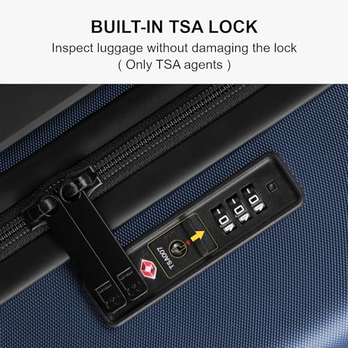 LEVEL8 حقيبة سفر معتمدة من شركات الطيران، حقائب صغيرة بعجلات، حقائب صلبة خفيفة الوزن للسفر، معتمدة من TSA، 20 بوصة، أزرق داكن - Image 5