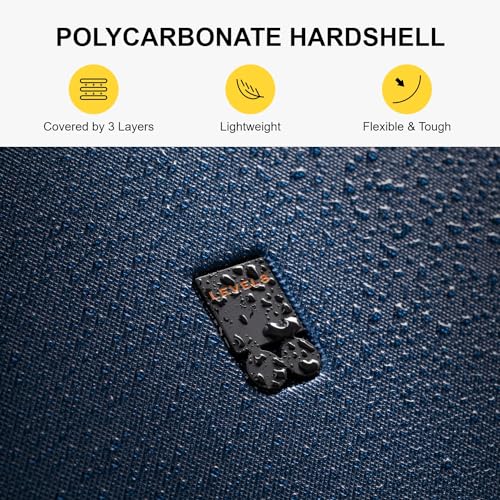 LEVEL8 حقيبة سفر معتمدة من شركات الطيران، حقائب صغيرة بعجلات، حقائب صلبة خفيفة الوزن للسفر، معتمدة من TSA، 20 بوصة، أزرق داكن - Image 3