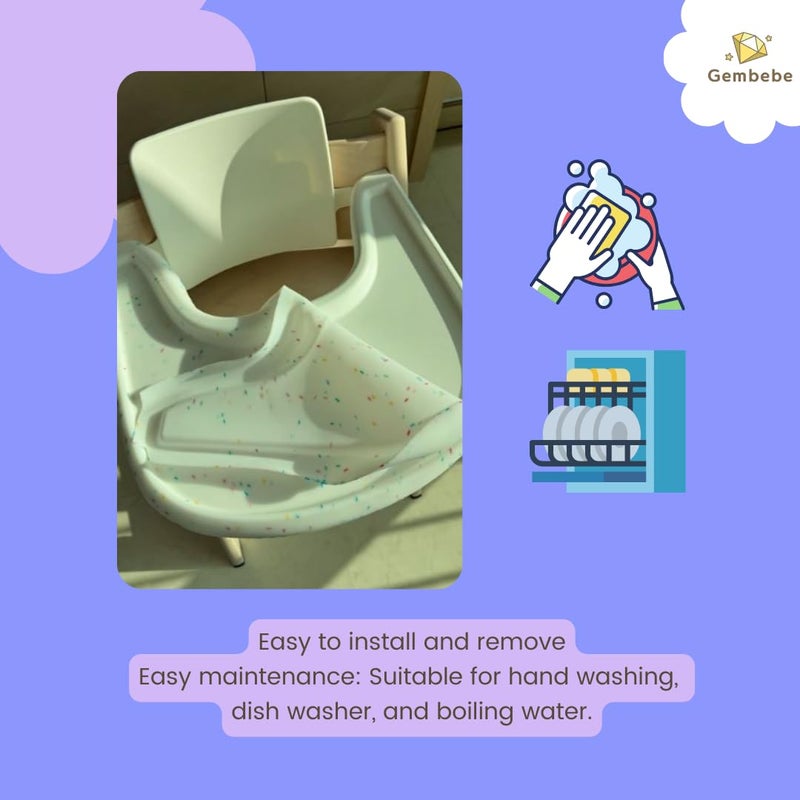 Gembebe Full Coverage Stokke Tripp Trapp High Chair Placemat | Silicone High Chair Placemat | Lightweight | Dishwasher Safe| Easy to Clean (Butter Cream) - Image 5