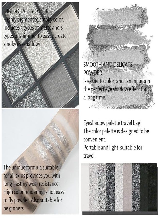 فيروني باليت ظلال العيون فيروني، أسود، رمادي دخاني، فضي لامع، 9 ألوان، ظلال عيون مطفية ولامعة، مكياج عيون يدوم طويلاً، سهل الدمج، لون طبيعي، بودرة ظلال عيون غنية بالأصباغ - Image 5
