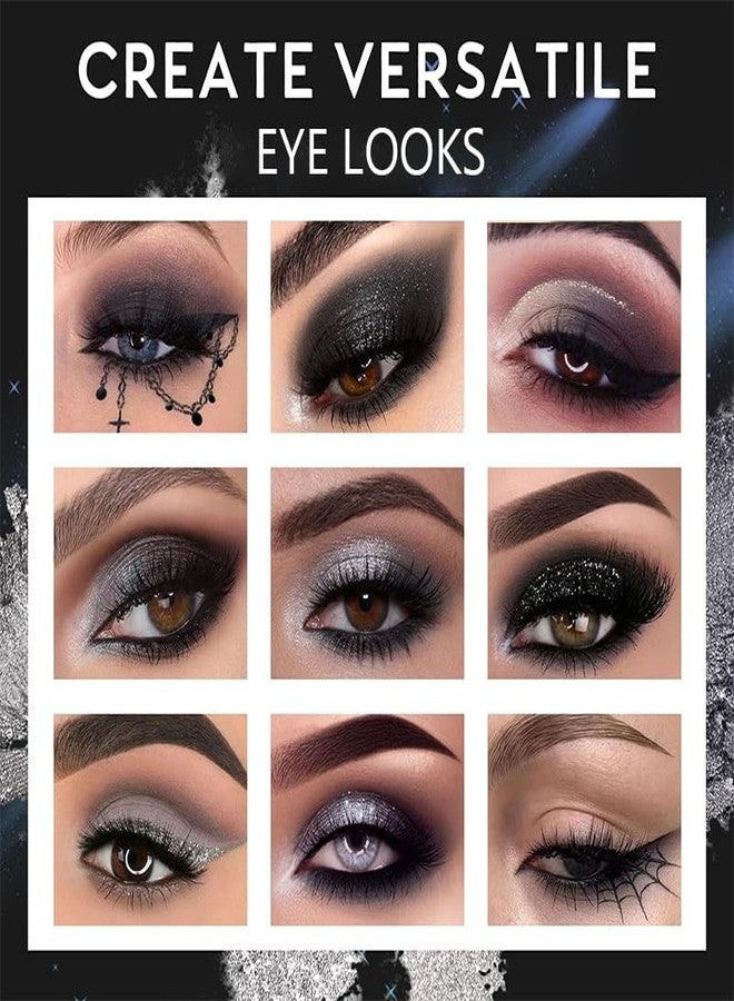 فيروني باليت ظلال العيون فيروني، أسود، رمادي دخاني، فضي لامع، 9 ألوان، ظلال عيون مطفية ولامعة، مكياج عيون يدوم طويلاً، سهل الدمج، لون طبيعي، بودرة ظلال عيون غنية بالأصباغ - Image 3