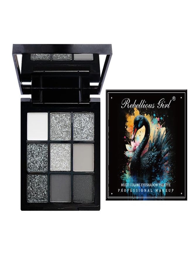 فيروني باليت ظلال العيون فيروني، أسود، رمادي دخاني، فضي لامع، 9 ألوان، ظلال عيون مطفية ولامعة، مكياج عيون يدوم طويلاً، سهل الدمج، لون طبيعي، بودرة ظلال عيون غنية بالأصباغ - Image 1