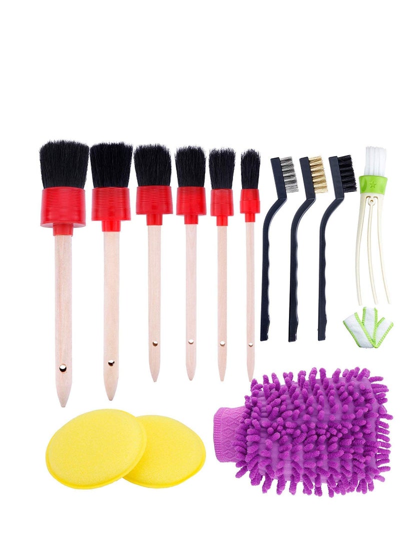 13 جهاز كمبيوتر شخصى السيارات تفاصيل فرشاة مجموعة لتنظيف السيارات والدراجات النارية والسيارات عجلة تنظيف لوحة أجهزة القياس الداخلية والخارجية الجلود تنفيس مارك - Image 1