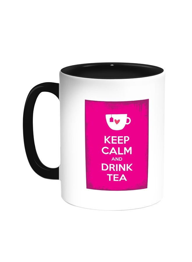 RYN Keep Calm And Drink Tea Printed Coffee Mug Black/White 11ounce