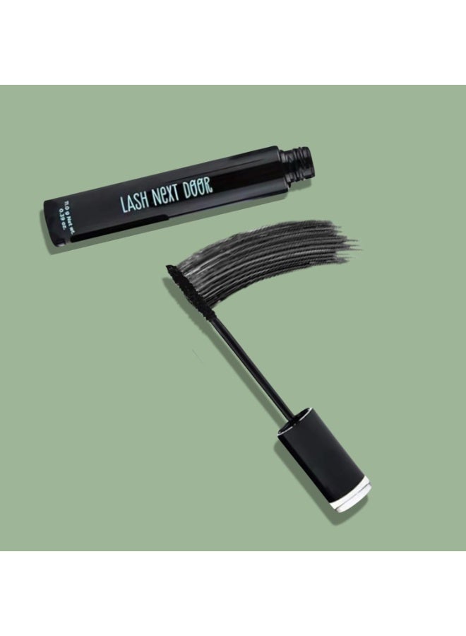LASH NEXT DOOR ماسكارا مقاومة للماء بلون أسود لإطالة وكثافة الرموش - ماسكارا بدون تكتلات لتكثيف وإطالة الرموش - رموش مقاومة للتلطخ من بروكلين وبايلي (عبوة واحدة) - Image 3