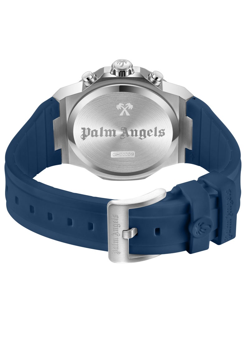 Palm Angels Fiero Blue Dial Blue Silicone Strap Chronograph Watch for Men, 44mm - Image 3