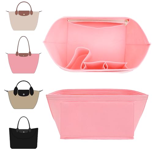 Doxo Longchamp Le Pliage Bag Organizer Insert Structured Purse Insert with Zippered PocketPink Large - Image 1