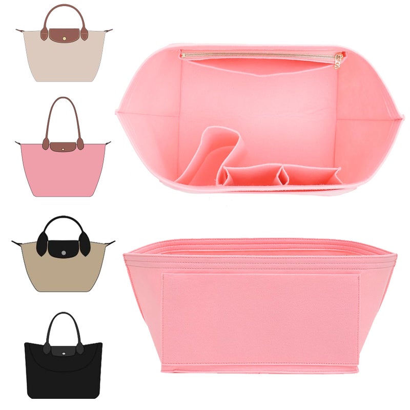 Doxo Longchamp Le Pliage Bag Organizer Insert Structured Purse Insert with Zippered PocketPink Large - Image 2