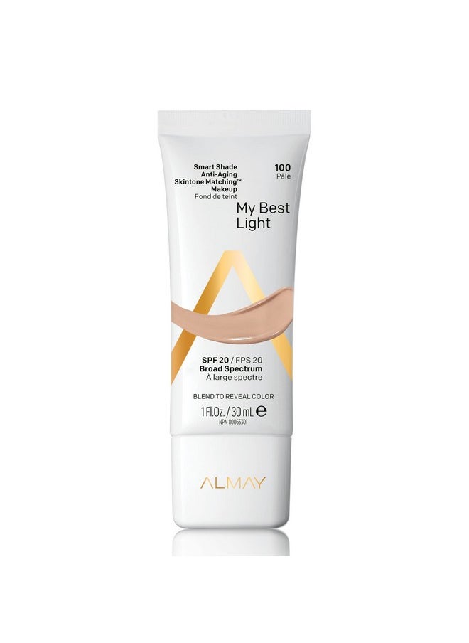 Almay Anti Aging Foundation Smart Shade Face Makeup Medium Coverage Natural Finish With Spf 20 Hypoallergenic Fragrance Free Dermatologist Tested 100 My Best Light 1 Oz  - Image 2