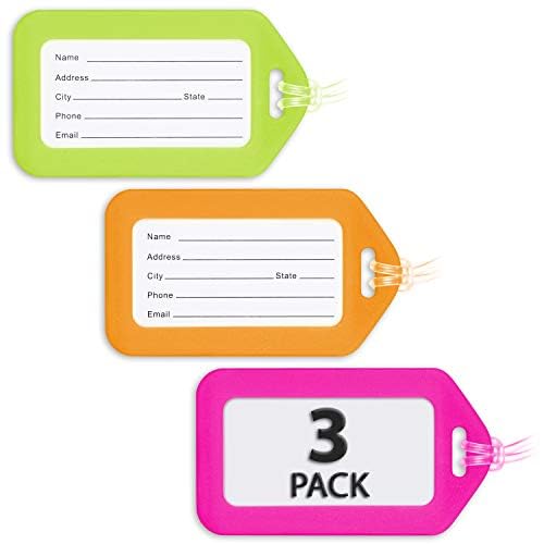 Mifflin-USA Luggage Tags (Neon, 3 PK), Bag Tag for Baggage, Suitcase Tags Bulk - Image 1