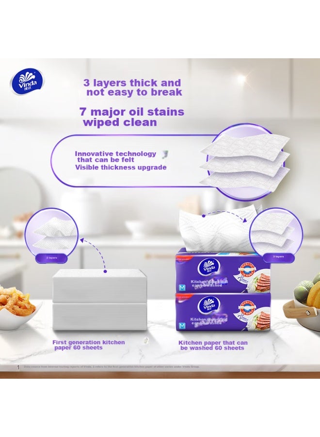 Vinda Kitchen Paper Towels, 60 Sheets*6 Packs, Food-grade Kitchen Paper, Convenient Wipes, Oil-absorbing Paper Towels - Image 5