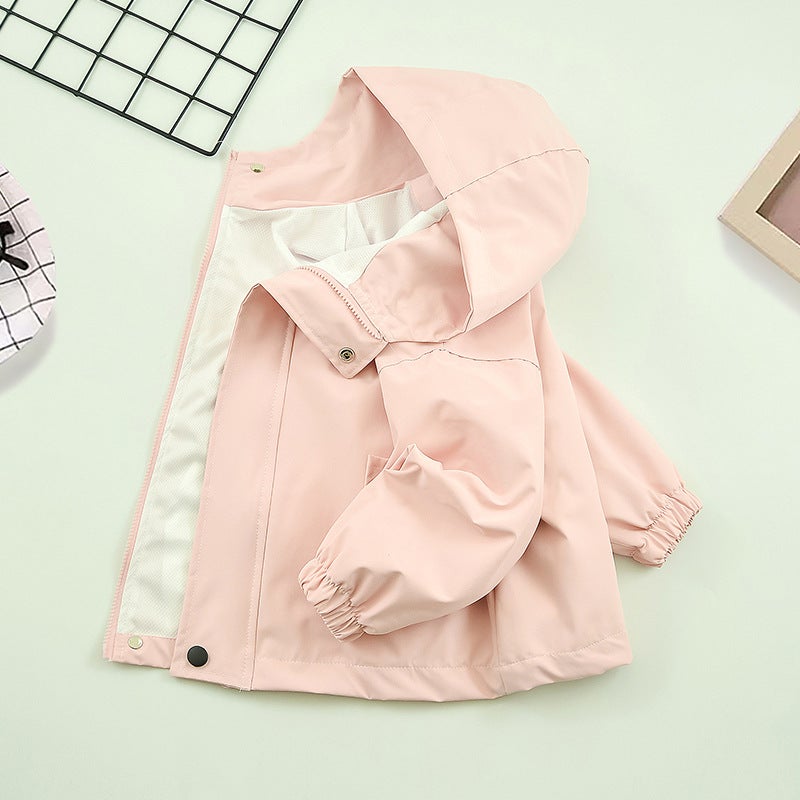 Girls' Spring Clothes Western Style Children'S Sports Hooded Top Big Children'S Windproof Jacket - Image 1