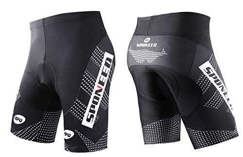 sponeed Padding Cycling Pants Spandex Triathlon Clothes Cycle Bottoms Bike Gear Shorts for Men US XL Black White - Image 2