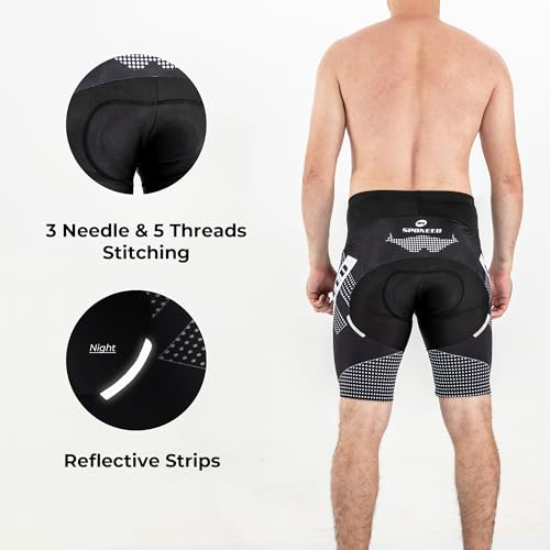 sponeed Padding Cycling Pants Spandex Triathlon Clothes Cycle Bottoms Bike Gear Shorts for Men US XL Black White - Image 4