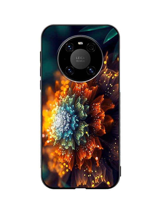 VR CREATIVE Protective Case Cover For Huawei Mate 40 Orange And Blue Glowing Fractual Flower Design Multicolour - Image 1