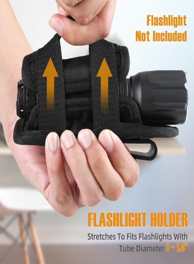 QILUCKY Tactical Flashlight Holster,Flashlight Pouch,Rotatable Flashlight Holder Pouch Clip,Duty MOLLE Tactical Accessories Torch Carry Case 360 Degree Carabiner Reel Clip - Image 5