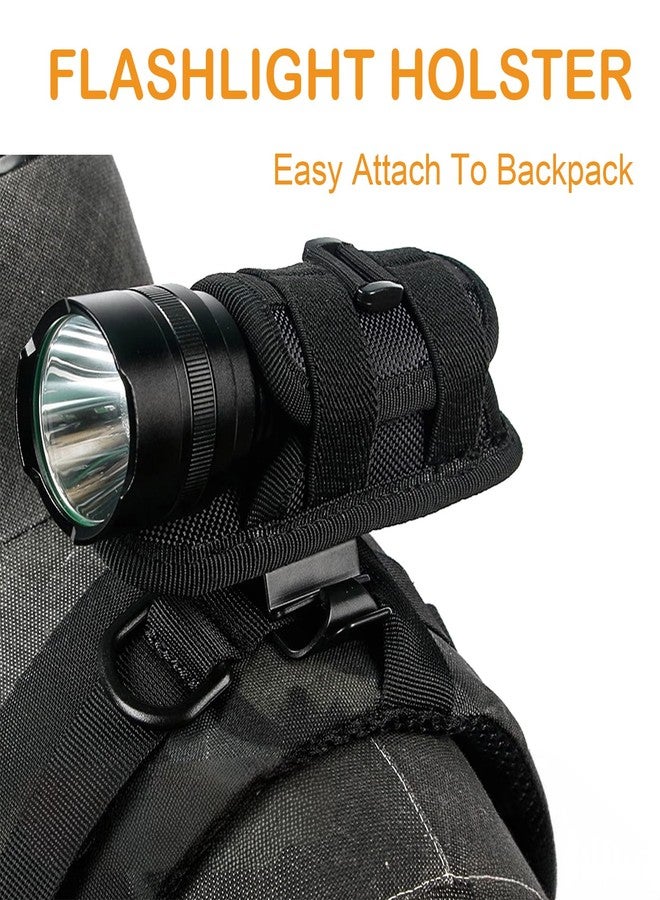 QILUCKY Tactical Flashlight Holster,Flashlight Pouch,Rotatable Flashlight Holder Pouch Clip,Duty MOLLE Tactical Accessories Torch Carry Case 360 Degree Carabiner Reel Clip - Image 3