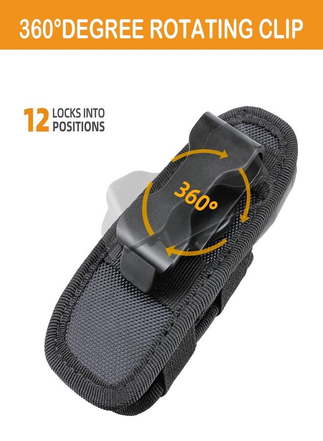 QILUCKY Tactical Flashlight Holster,Flashlight Pouch,Rotatable Flashlight Holder Pouch Clip,Duty MOLLE Tactical Accessories Torch Carry Case 360 Degree Carabiner Reel Clip - Image 4