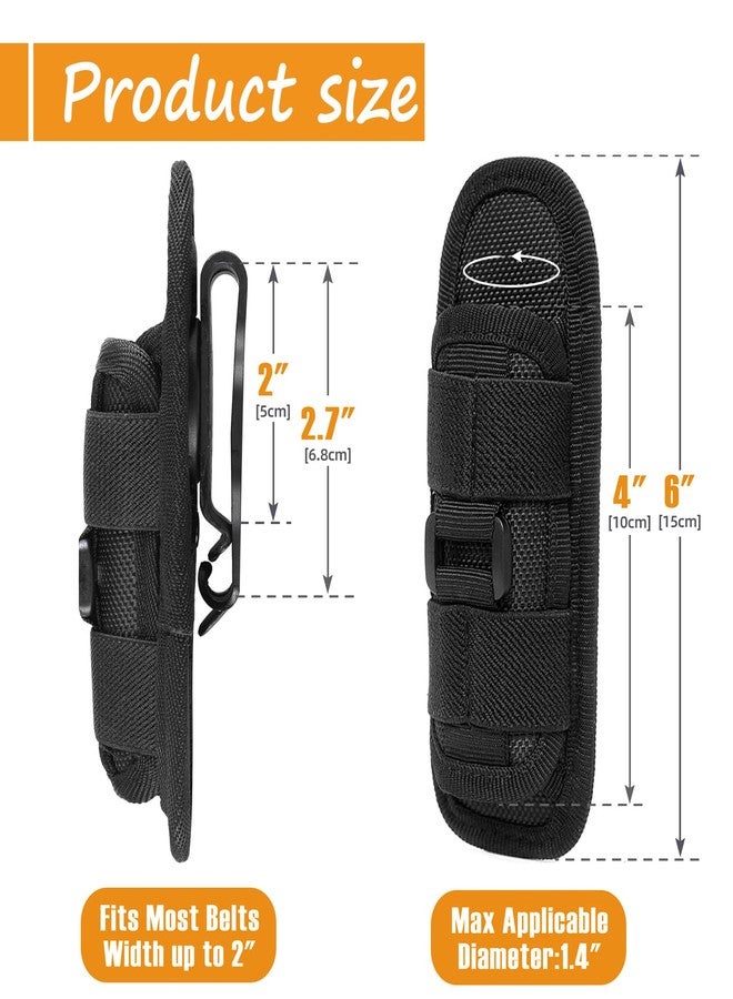 QILUCKY Tactical Flashlight Holster,Flashlight Pouch,Rotatable Flashlight Holder Pouch Clip,Duty MOLLE Tactical Accessories Torch Carry Case 360 Degree Carabiner Reel Clip - Image 2