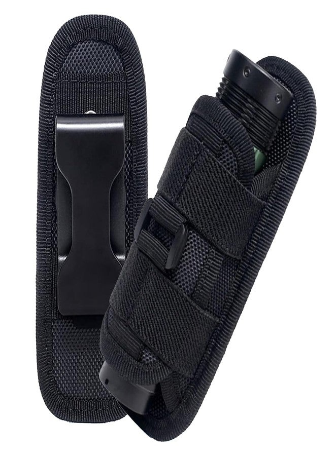 QILUCKY Tactical Flashlight Holster,Flashlight Pouch,Rotatable Flashlight Holder Pouch Clip,Duty MOLLE Tactical Accessories Torch Carry Case 360 Degree Carabiner Reel Clip - Image 1