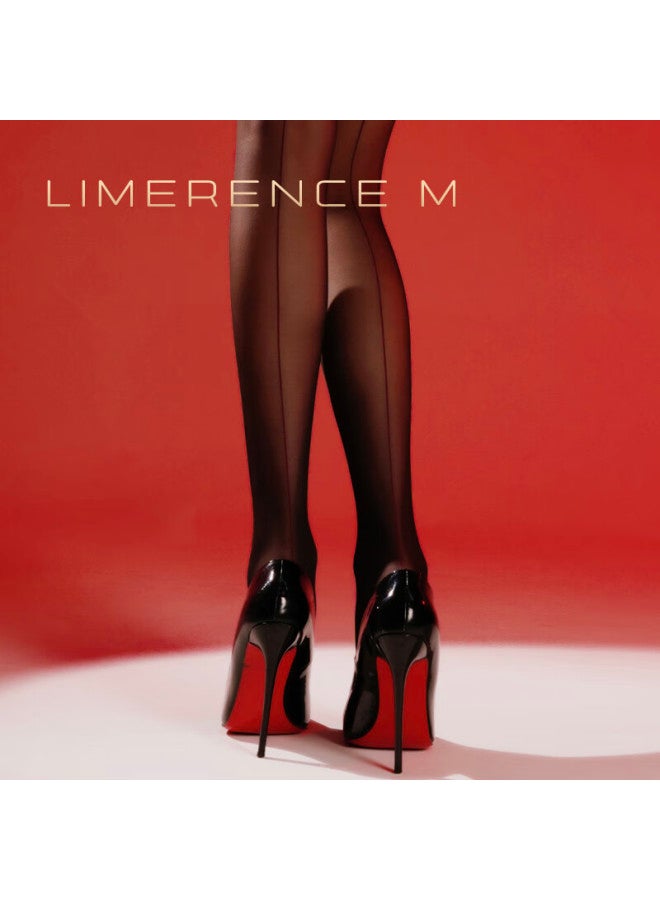 Limerence M Back Vertical Line Stockings Ultra-thin Thigh-high Stockings, Silky Pantyhose, Black Silk With Red Thread, One Size Fits All - Image 2