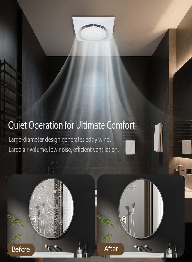 Beendou Bathroom Exhaust Fan With Light, Bathroom Ventilation Fan, Ultra Quiet Bathroom Fan 1.0 Sones 110 Cfm, White Ventilation Fan For Bathroom/Shower/Restroom/Home/Office (Round) - Image 2