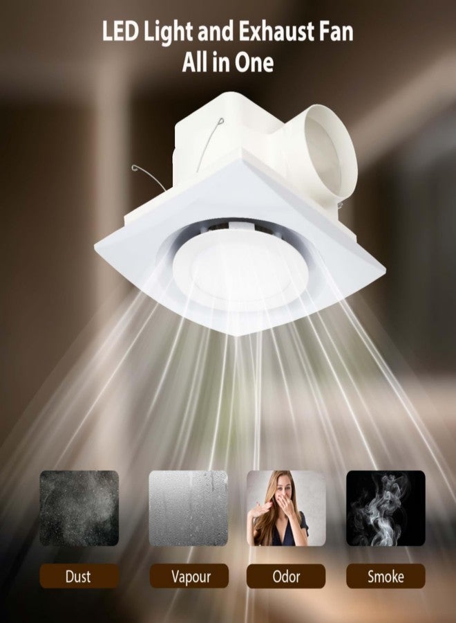 Beendou Bathroom Exhaust Fan With Light, Bathroom Ventilation Fan, Ultra Quiet Bathroom Fan 1.0 Sones 110 Cfm, White Ventilation Fan For Bathroom/Shower/Restroom/Home/Office (Round) - Image 4