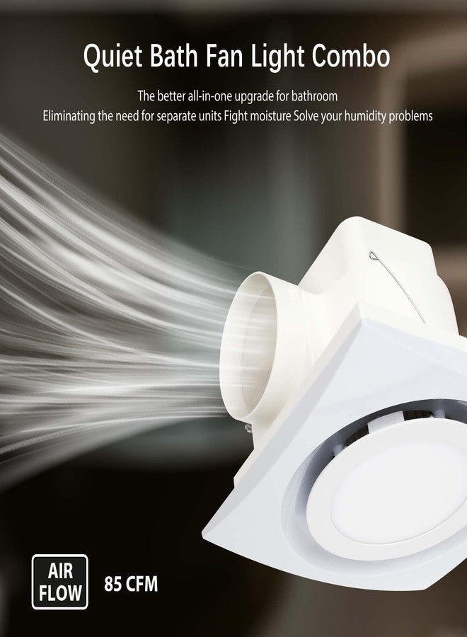 Beendou Bathroom Exhaust Fan With Light, Bathroom Ventilation Fan, Ultra Quiet Bathroom Fan 1.0 Sones 110 Cfm, White Ventilation Fan For Bathroom/Shower/Restroom/Home/Office (Round) - Image 5