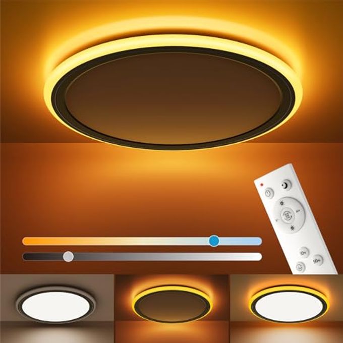 BLNAN 13in LED Flush Mount Ceiling Light Fixture with Remote Control, Dimmable Night Light 2000K, 3000K-6500K 24W Wired Low Profile Light for Bedroom, Kitchen, Living Room, Round Black - Image 4