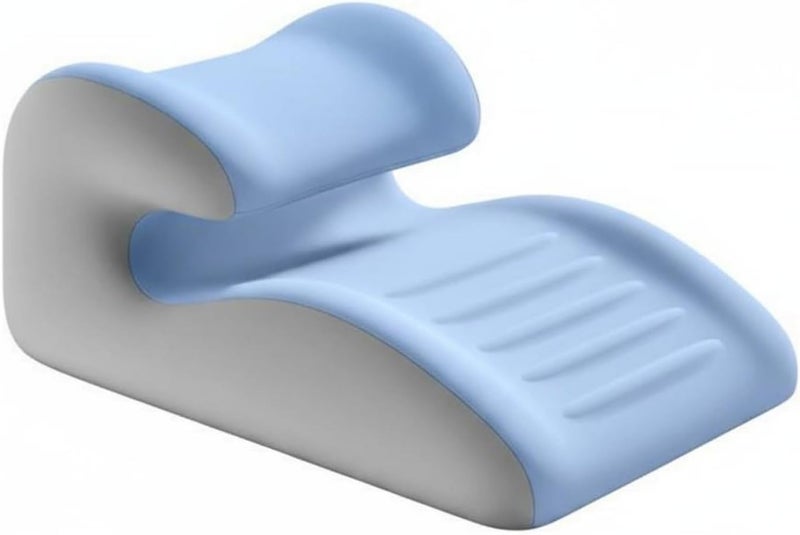 Qianly Contoured Memory Foam Pillow Breathable Bed Lounging Pillow Adjustable Headrest Face Down Support Cushion for Students, Blue Gray - Image 1