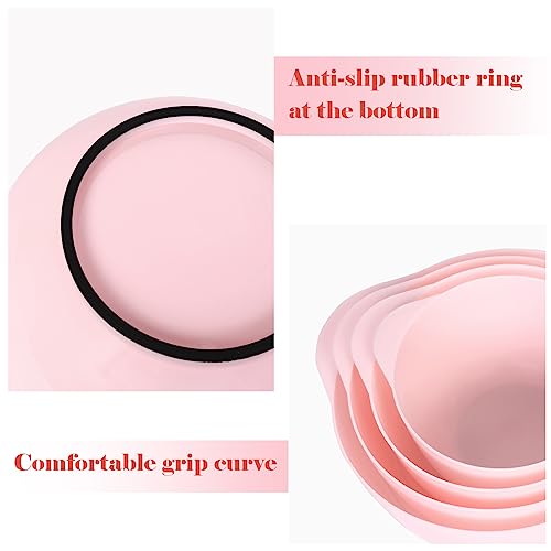 BoxedHome Nesting Plastic Mixing Bowl Set, 4 Piece Mixing Bowl Set with Pour Spouts, Size 1.7, 2.5, 3.5 and 4.5qt, for Prepping, Mixing, Baking, Cooking(2023 New Version, Pink) - Image 3