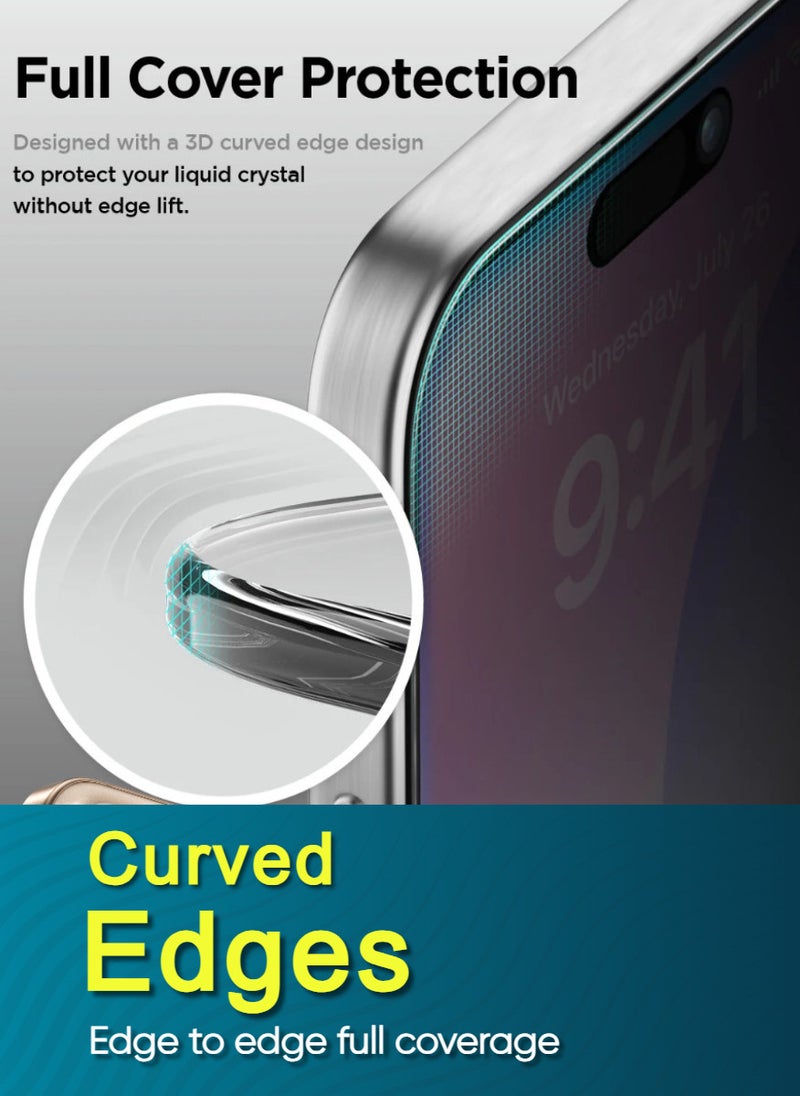 ESD 3 Pieces Tempered Dustproof Privacy Glass Screen Protector Compatible For iPhone 15 Pro - Image 5